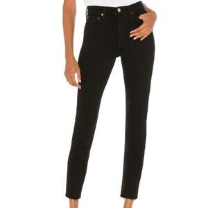 Re/done Levi's Originals High Rise Ankle Crop Black Raw Hem Jeans